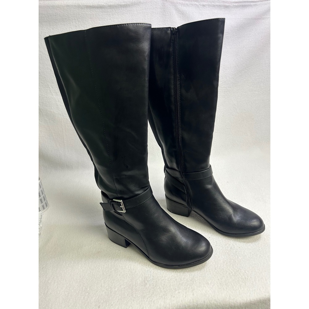 Equestrian Riding Lane Bryant Womens 8W Black Buckle Knee High Tall Boots